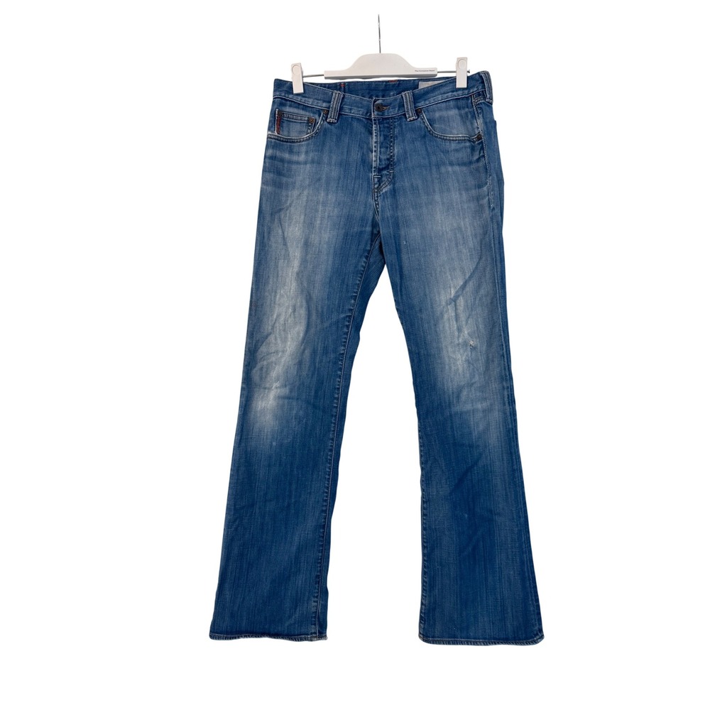Hugo Boss Orange Jeans Mens 34x34 Medium Wash Straight Leg Distressed Denim Blue